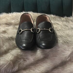 Paul Green Elegant Black Loafers with Gold Detailing sz 7.5